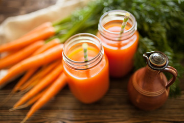 Fresh organic carrot juice