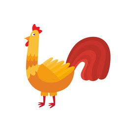 Cartoon cock isolated on white. Cartoon character design of cock