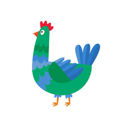 Cartoon chicken isolated on white. Cartoon character design of c