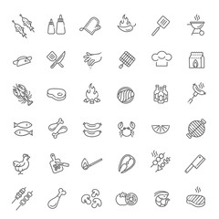 Simple Set of Barbecue Related Vector Line Icons.