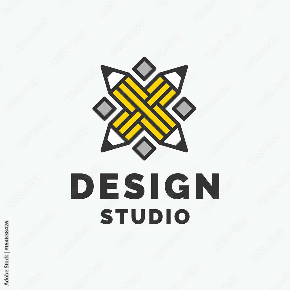 Poster conceptual logo and label design studio. vector graphics.