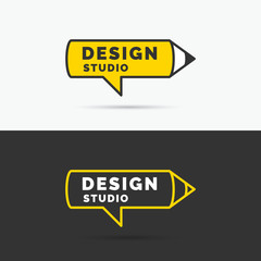 Conceptual logo and label Design studio. Vector graphics.