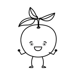 monochrome silhouette of caricature orange fruit vector illustration