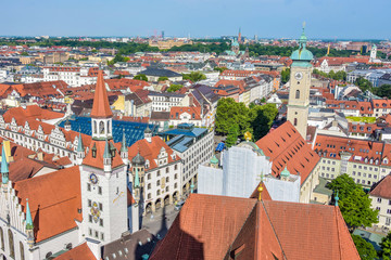 Fototapeta na wymiar The city of Munich Germany cityscape taken from above