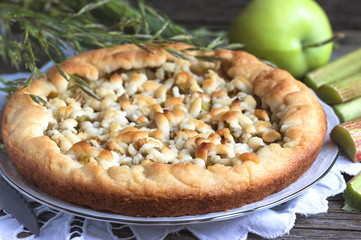 Pie with rhubarb