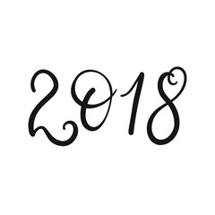 2018 calligraphy. Vector phrase for Happy New greeting card, banner.