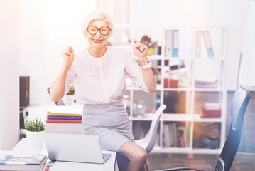 Fototapeta premium Linley bright mature woman full of excitement