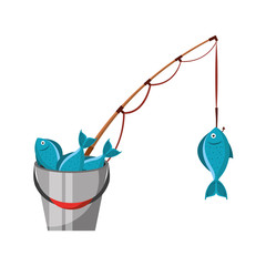 Fishing bucket with rod vector illustration design © Gstudio