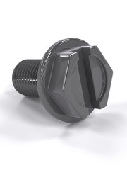 3D realistick render of glossy screw isolated on white background