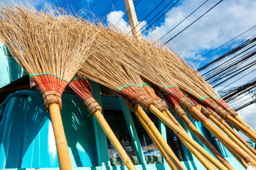 Broom made with coconut leaves