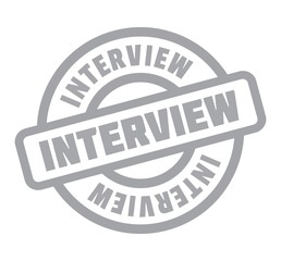Interview rubber stamp. Grunge design with dust scratches. Effects can be easily removed for a clean, crisp look. Color is easily changed.