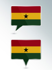 A set of pointers. The national flag of Ghana on the location indicator. Vector illustration.