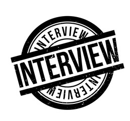 Interview rubber stamp. Grunge design with dust scratches. Effects can be easily removed for a clean, crisp look. Color is easily changed.
