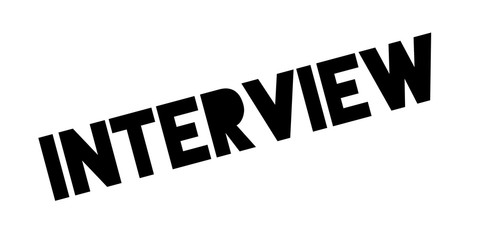 Interview rubber stamp. Grunge design with dust scratches. Effects can be easily removed for a clean, crisp look. Color is easily changed.