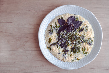 Tasty omelette with basil 