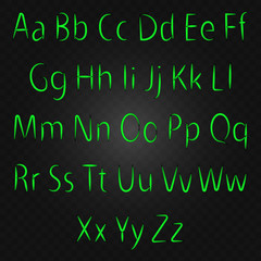 Glowing neon letters, VECTOR alphabet