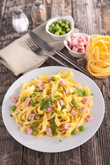tagliatelle with pea and bacon