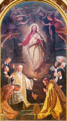 TURIN, ITALY - MARCH 13, 2017: The painting of Heart of Jesus among the saints in church Chiesa...
