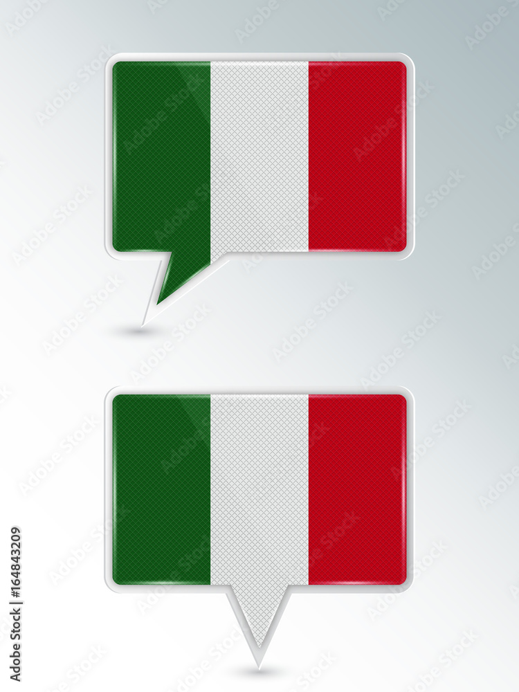 Sticker a set of pointers. the national flag of italy on the location indicator. vector illustration.