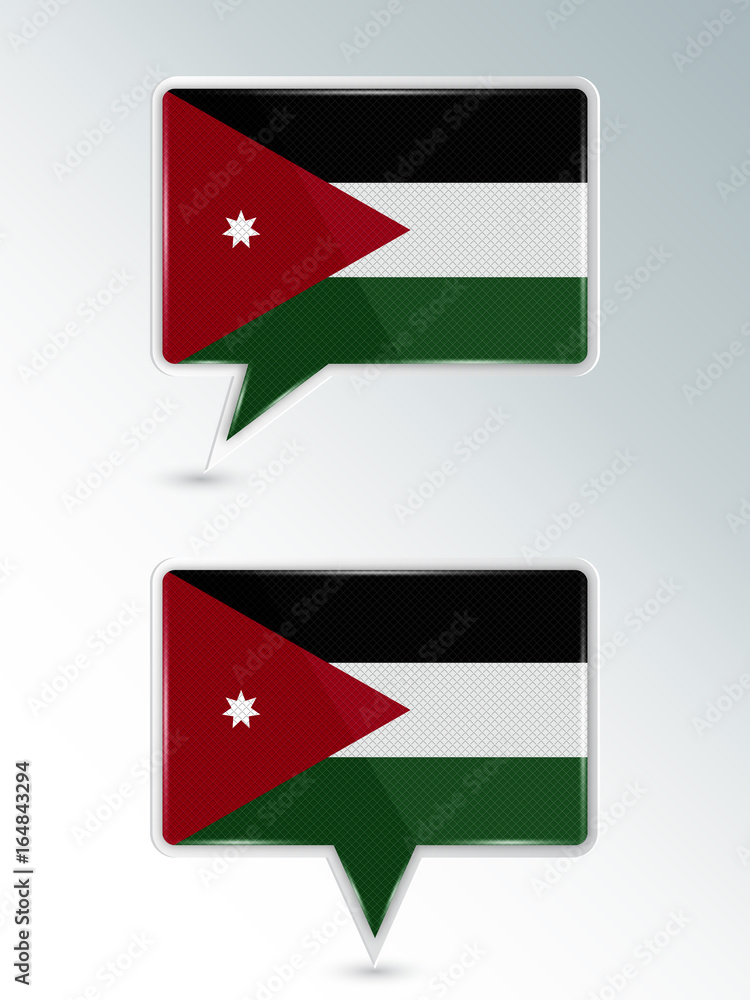 Poster a set of pointers. the national flag of jordan on the location indicator. vector illustration.