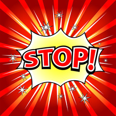 STOP! Comic book explosion. Vector illustration.
