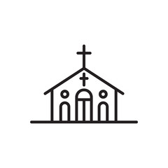 Vector church Icon outline isolated on white background.