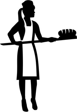 recommend clip art: Female baker silhouette with bread