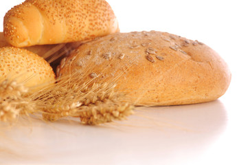 Lots of bread on a white background