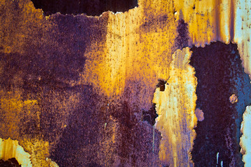 Rusty colored metal texture with cracked paint, grunge background
