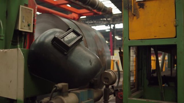 Welding helmet in factory
