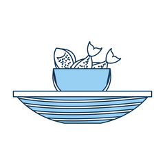 Fishing bucket with boat vector illustration design