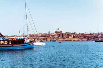 Mediterranean traditional colorful boats in Malta