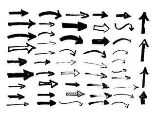Set of hand drawn arrows. Vector