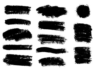 Vector black paint, ink brush stroke, brush, line or texture. Dirty artistic design element, box, frame or background for text. .