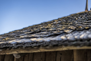 A very old wood shingle roof