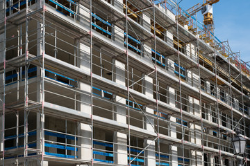construction site - scaffolding on building facade