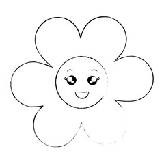 cute flower decorative kawaii character vector illustration design