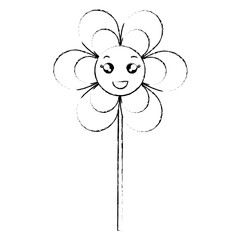 cute flower decorative kawaii character vector illustration design