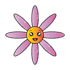cute flower decorative kawaii character vector illustration design