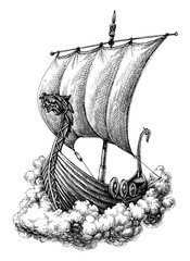 Sail boat drawing - 164850286