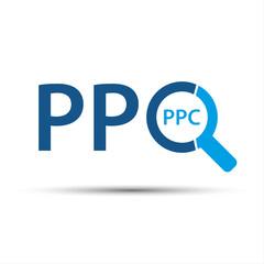 Pay per click icon, simple ppc symbol isolated on white background