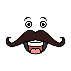 gentleman mustache kawaii character vector illustration design