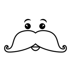 gentleman mustache kawaii character vector illustration design