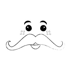 gentleman mustache kawaii character vector illustration design