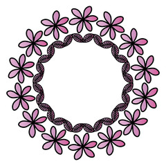 circular floral decorative frame vector illustration design
