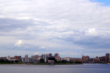 Panoramic view of the river and the city of Kazan, Republic of Tatarstan, Russia