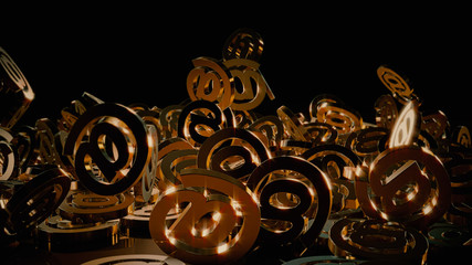 3d rendering of falling signs email. 