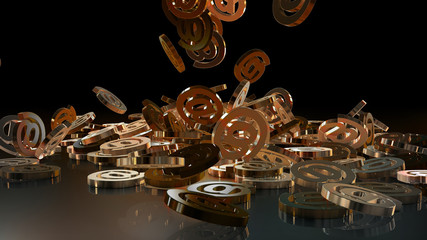 3d rendering of falling signs email. 