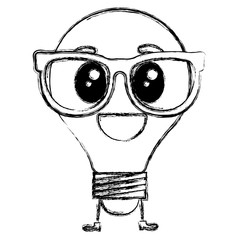 bulb light kawaii character vector illustration design