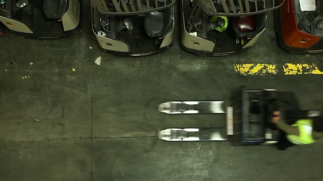 Forklift in warehouse